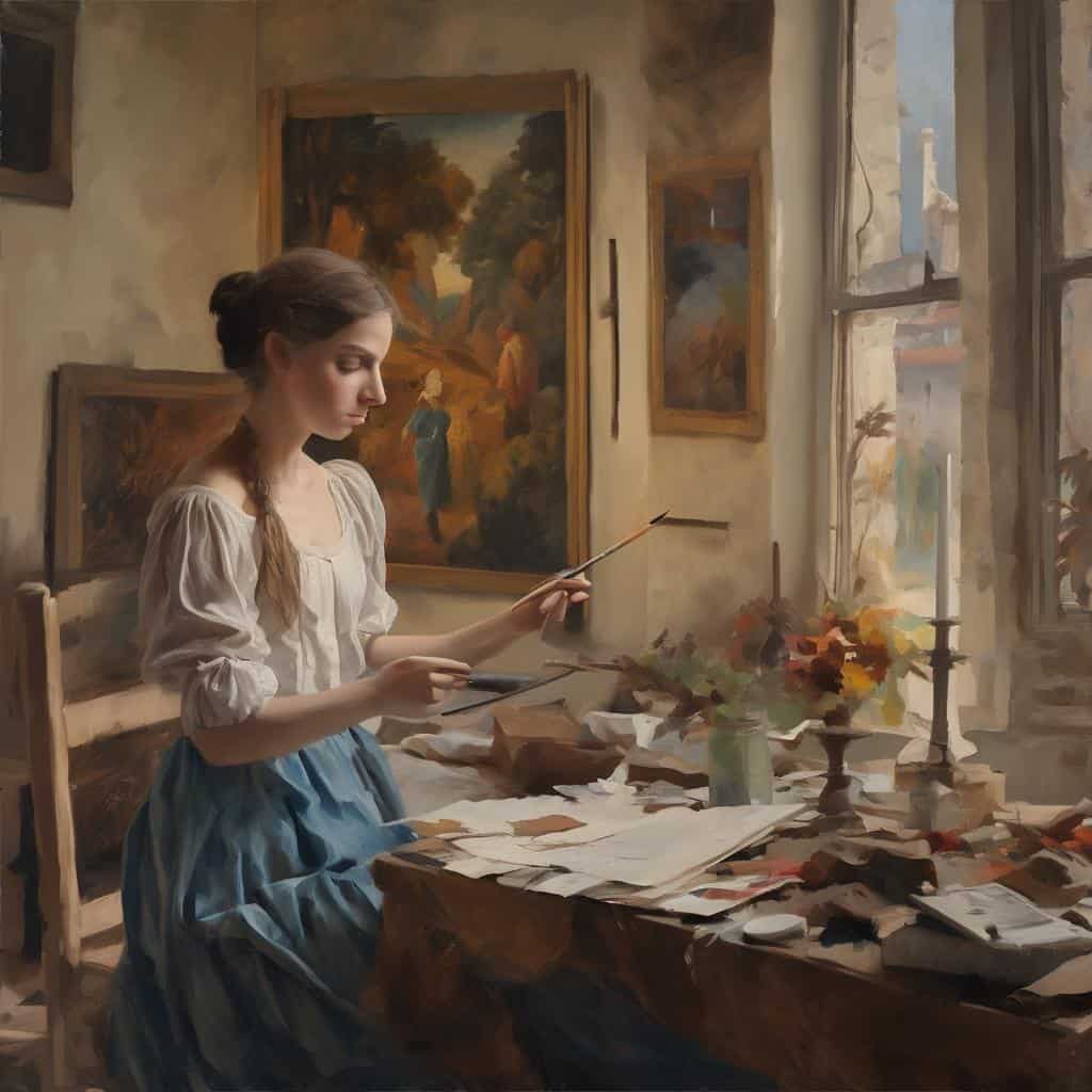 Παλαιά αριστουργήματα τέχνης, συλλογή με υλικά και μέσα ζωγραφικής, σύγχρονη πλαστική τέχνη, καλλιτεχνικά έργα, δημιουργία και καλλιτεχνική έμπνευση.